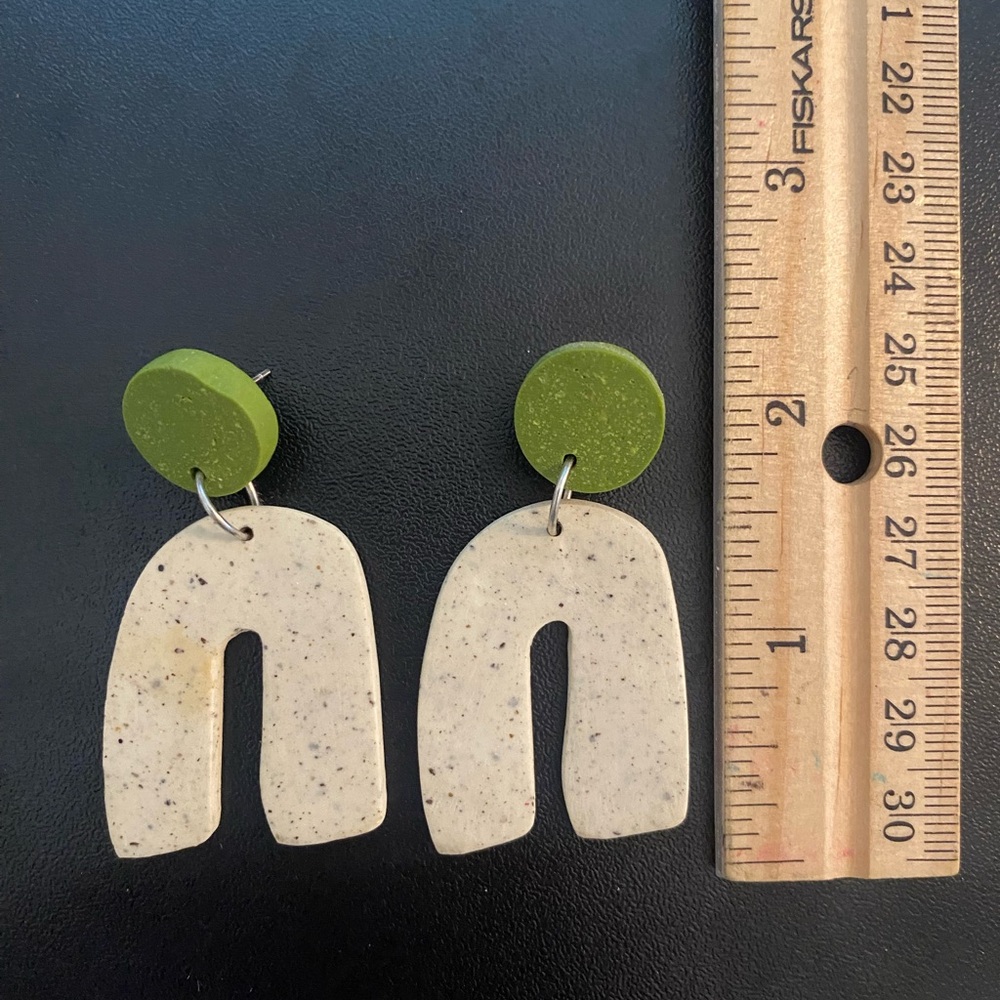 Green and Cream Statement Earrings